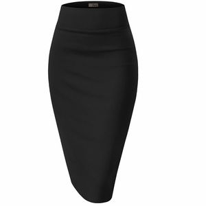 Black Stretch Office Pencil Skirt